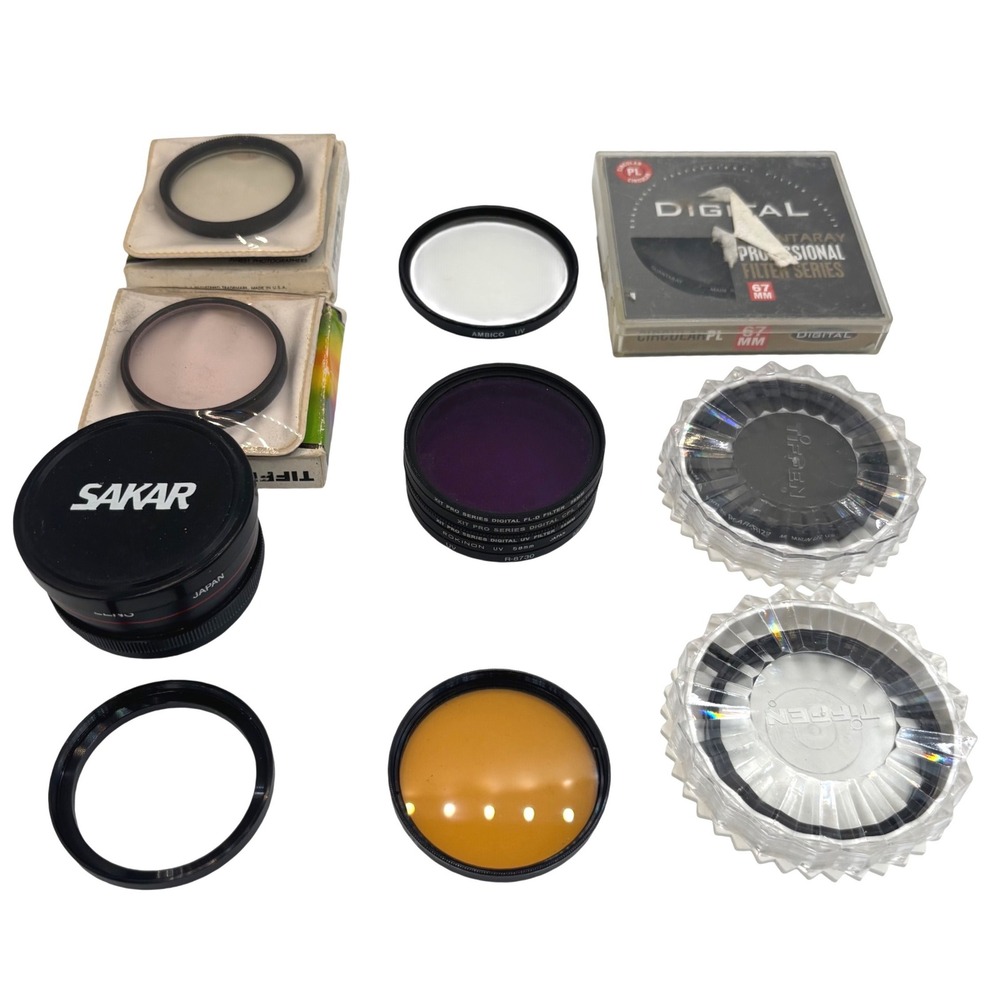 Camera Lens Filter Lot Tiffen Sakar 1.5x Telephoto 49mm 58mm 67mm UV Polarizer